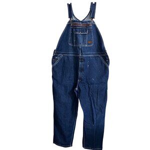 Mens Schmidt Blue Jeans Overalls 46x30 Meas 46x29 Carpenter Denim Bib Distressed